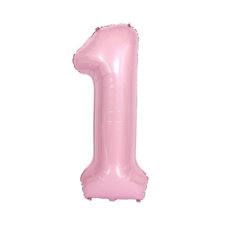 JANOU Number 1 Pink Balloon 40 Inch Big Helium Foil Balloons 1st Birthday Baby Shower Wedding Party Decoration - Image 1